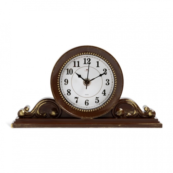  Часы настольные 26х14см коричневый с золотом Классика рубин 2514-005