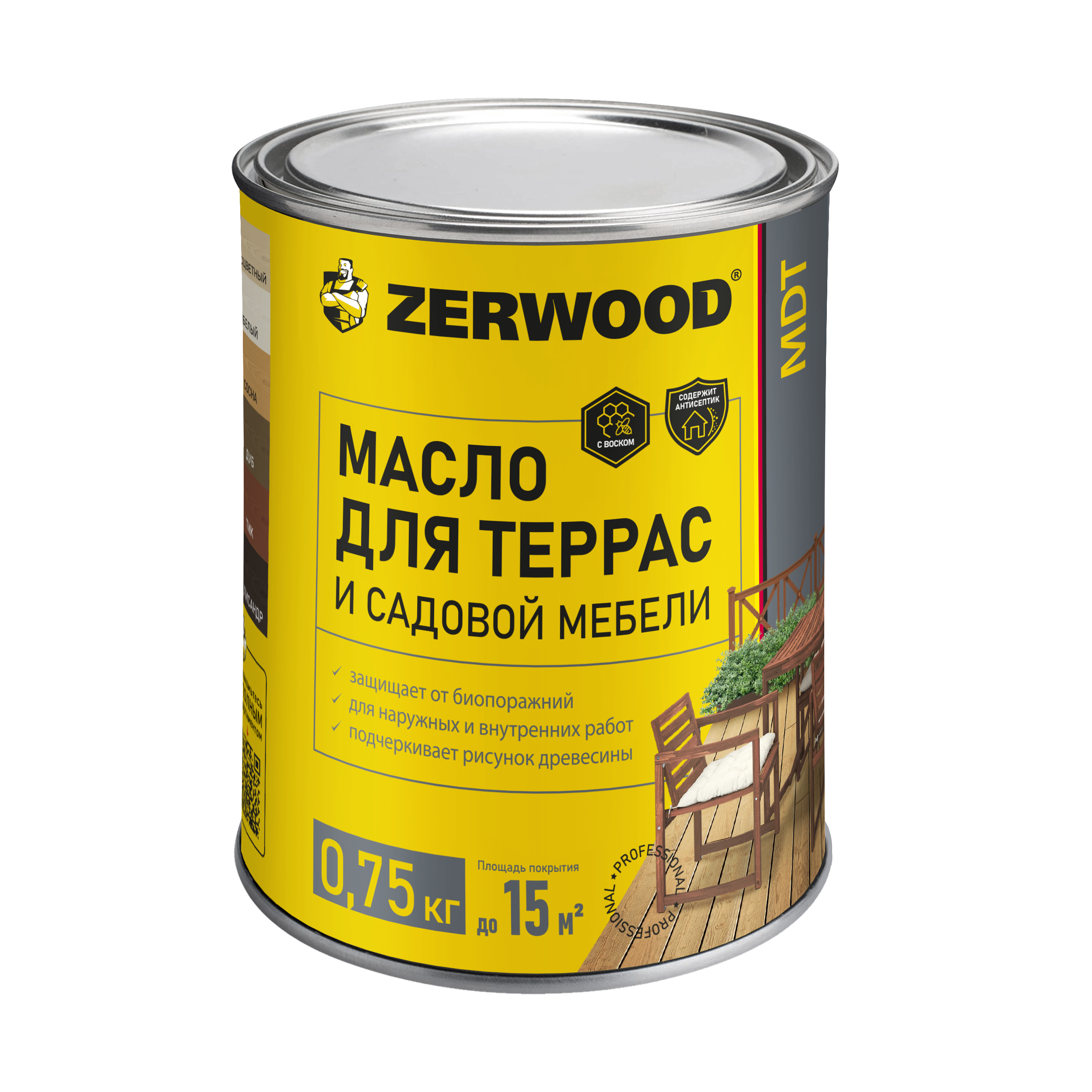  Масло для террас Zerwood MDT 0,75л палисандр Ижсинтез (уп.14)