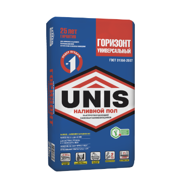 Наливной пол 25кг Горизонт Юнис быстротвердеющий самовыр. универсальный  - фото