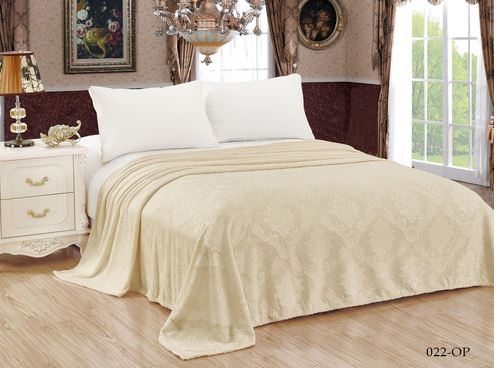  Плед жаккард 200*220 вензель молочный 022 Реноме