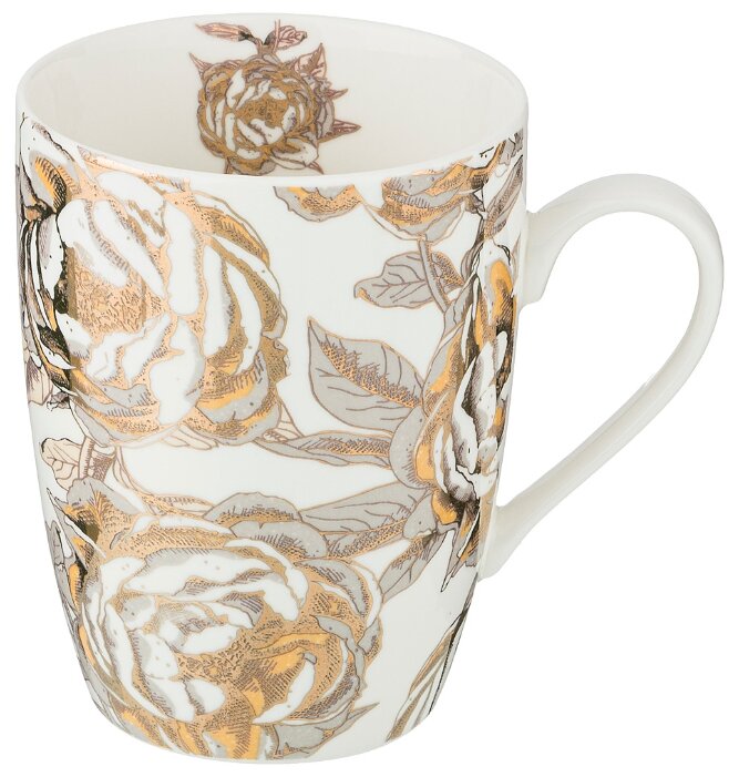  Кружка 400мл Золотая роза белая 133-300