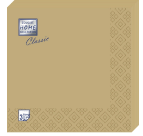  Салфетки бумажные 3-х слойные 33х33см 20шт ЗОЛОТОЙ ОРНАМЕНТ Домашний Букет