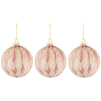  Набор шаров 3шт Винтаж d10см 137-262  тёмно-розовый