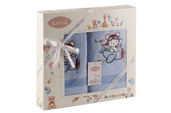  Набор полотенец 50*70/70*120 махр дет голуб 3094 Karna Bambino-Samalot 