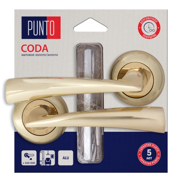  Ручка дверная раздельн CODA/HD SG/GP-4 матов.золото 45543 Punto