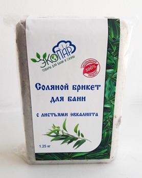  Соляной брикет 1,25кг ЭкоПар с листьями эвкалипта
