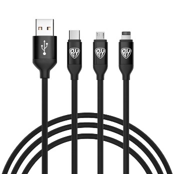  Кабель для зарядки 3в1 (Micro USB/ Type-C/ IP) 1,5м 2,4А BY 470-044