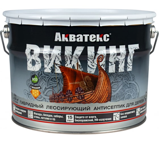  Лессирующий антисептик Акватекс Викинг бесцвет 9 л арт.80267 Рогнеда 