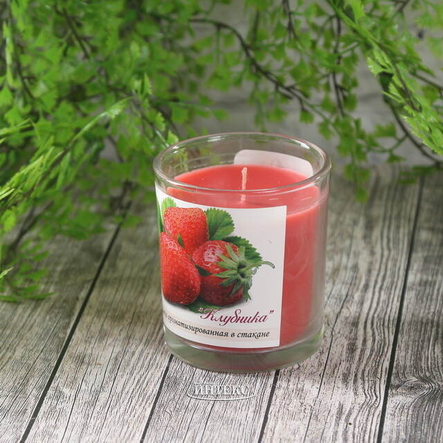  Свеча аромат Клубника стекл стак 321306