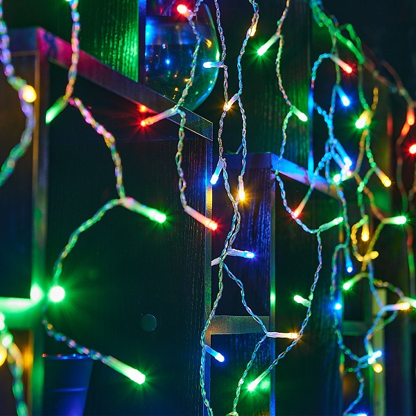  Гирлянда св/д бахрома 10м уличная 480LED IP44 разноцвет/прозрачный провод ULD-B10005-480