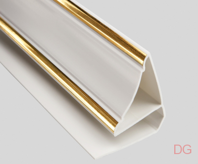  Плинтус потолочный 10*3000мм ПВХ белый /золото люкс 461