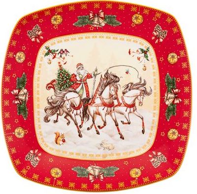  Блюдо 25х4,2см тройка квадр красное 85-1733 Lefard