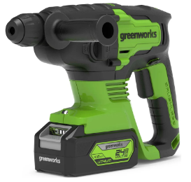  Перфоратор аккум 24В GD24SDS2K4 б/щ АКБ 4A и ЗУ Greenworks