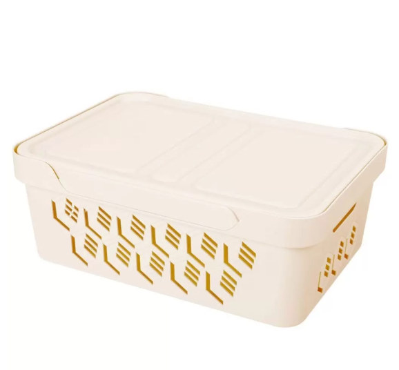  Ящик универсальный 12л 380*276*140 Deluxe бежевый с крышкой 433205707