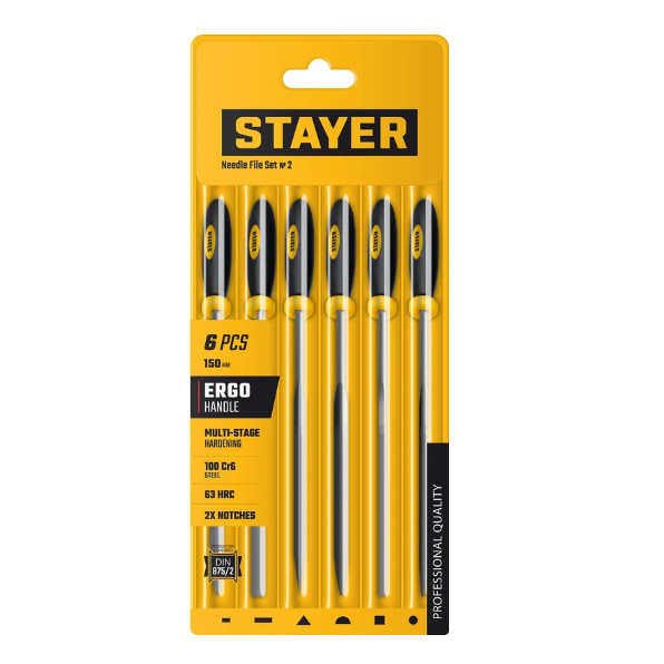  Набор надфилей 6шт 100мм с 2-х компон.ручкой 16010-H6_z01