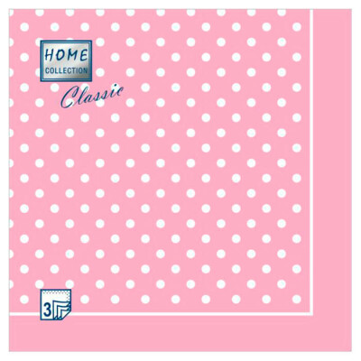  Салфетки бумажные 3-х слойные 33х33см 20шт РОЗОВАЯ В ГОРОШЕК Домашний Букет