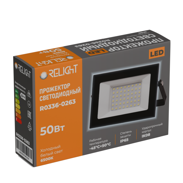  Прожектор 50Вт св/д черный 6500К IP65 4000Лм Relight R0336-0263