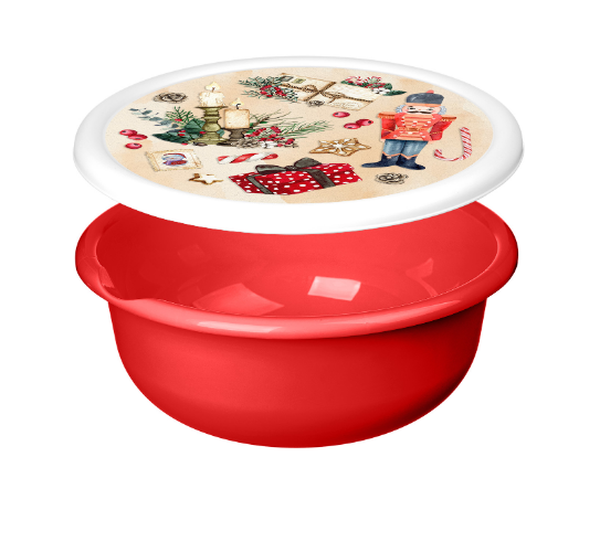  Миска 3,2л Modena с крышкой с декором красный 223147106/0350