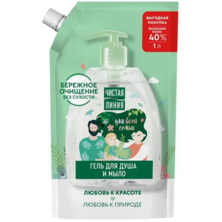  Жидкое мыло 1000мл Чистая линия 2в1 берез. сок 