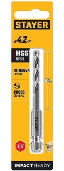  Сверло по металлу 4,2мм под биту НЕХ-1/4" 29603-4.2 Stayer