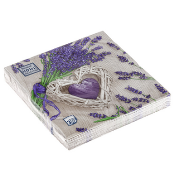  Салфетки бумажн. Bouquet Home collection Classic 3-х сл 20шт 33х33 Лаванда и сердце 37921