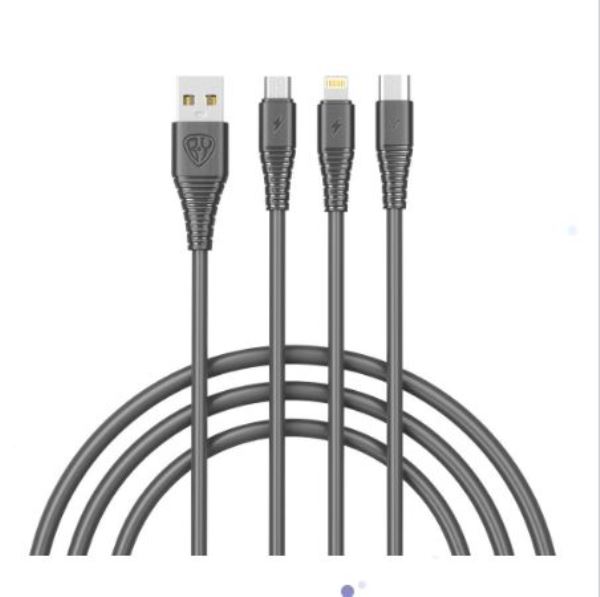  Кабель для зарядки 3в1 USB-A type-C/microUSB/Ip By base 18вт черный 931-601