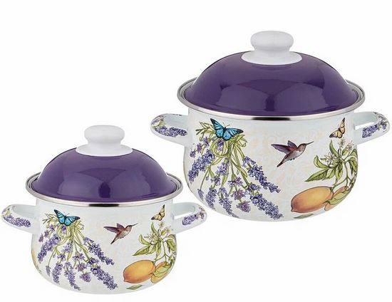  Набор кастрюль эмалир прованс лимоны 1,5л + 2,8л 934-700