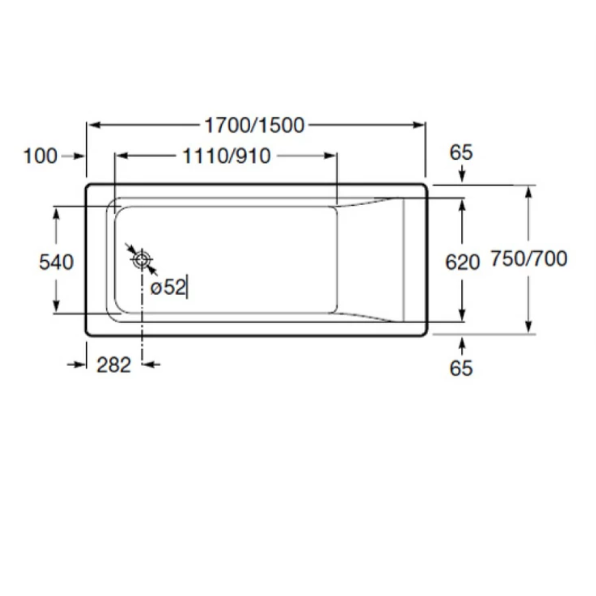  Ванна 150*70см акриловая Easy прямоуг белая Roca