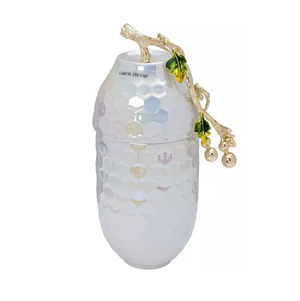  Ваза керамическая перламутр с крышкой 16х12х33см GARDA DECOR