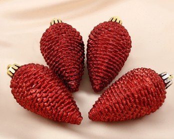  Набор украшений 6шт 8см Шишка красн КА02,8572