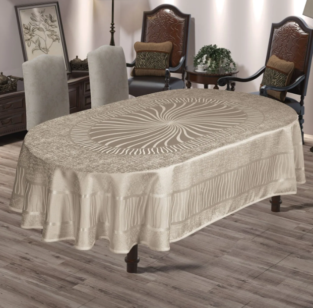 Скатерть DO&CO броде жаккард 160х220см овал 11973 Gunes капучино
