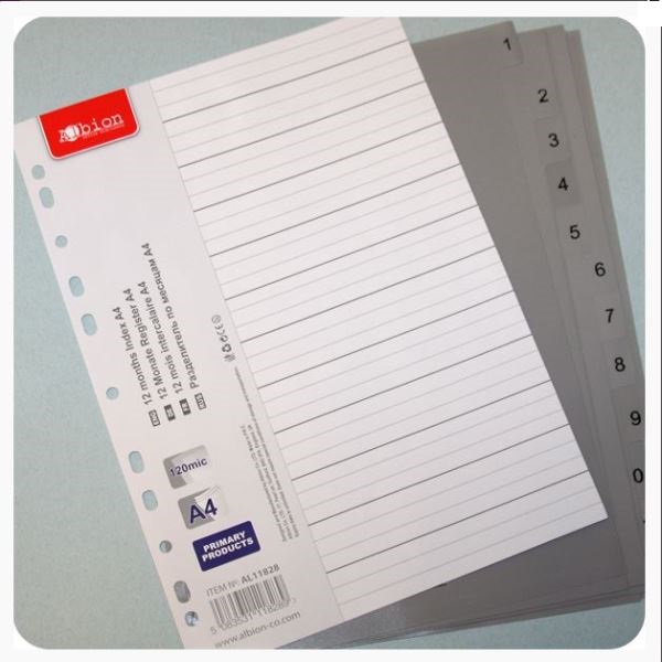  Разделитель лист  перф. А4  12л месяц AL11890