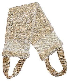  Мочалка 46*10см массажн беж полиэст с ручк Я28 Banika