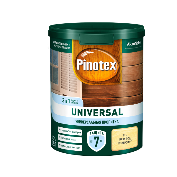  Пропитка Pinotex Universal 2в1 0,9л CLR база под колеровку 