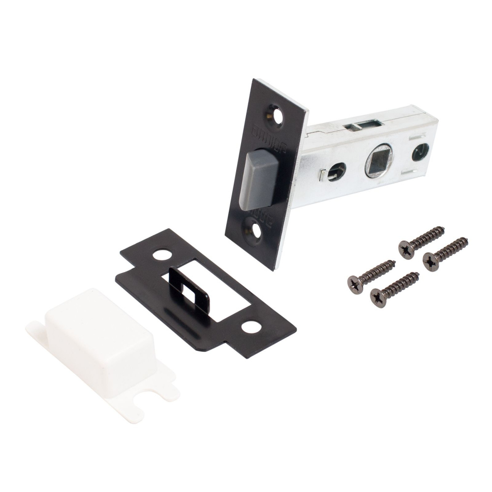  Защелка межкомнатная АРТ L45-8 BL матовый черный торц.планка 25мм без ручек Аллюр