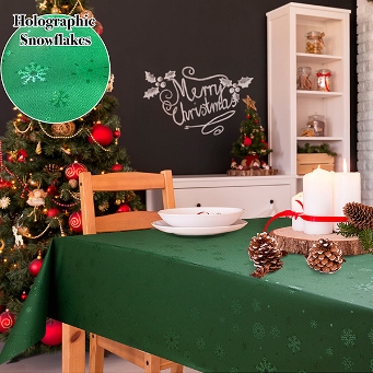  Клеенка Снежинки зел  Meiwa 140см LC-Snow Flake GR 7864