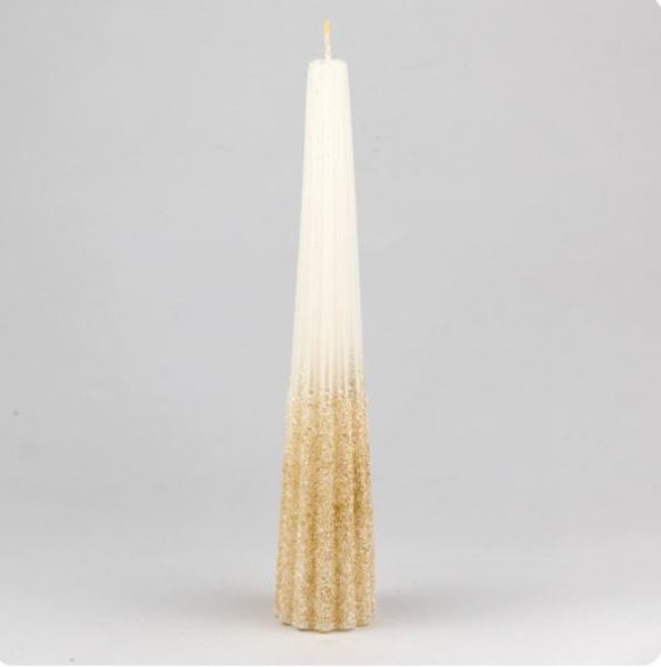  Свеча конусная с глиттером 25*4,5см белый BJ23-Y099WH Аз