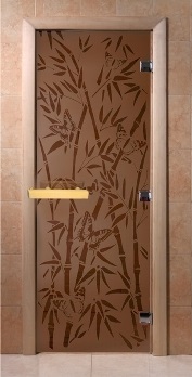  Дверь банная 190*70см Бамбук и Бабочки бронза 6мм стекло DW01216