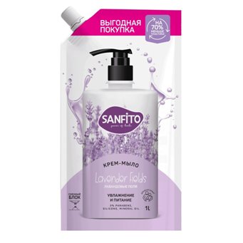  Жидкое крем-мыло 1000мл Sensitive лавандов.поля Sanfito 23030/23272/25872
