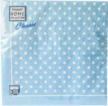  Салфетки бумажные 3-х слойные 33х33см 20шт ГОРОШЕК ГОЛУБОЙ Арт Букет