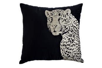  Подушка с вышивкой Леопард черная 45х45см GARDA DECOR