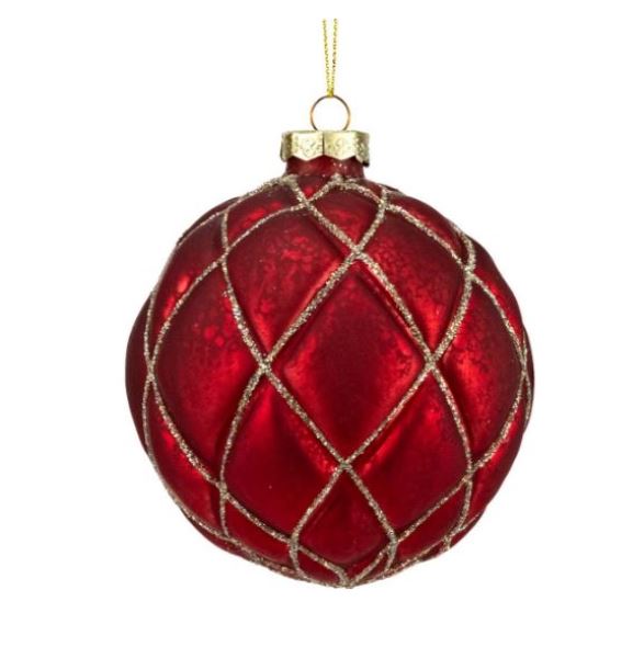  Украшение подвесное Шар d10см стекло красный SH42942-10 Аз