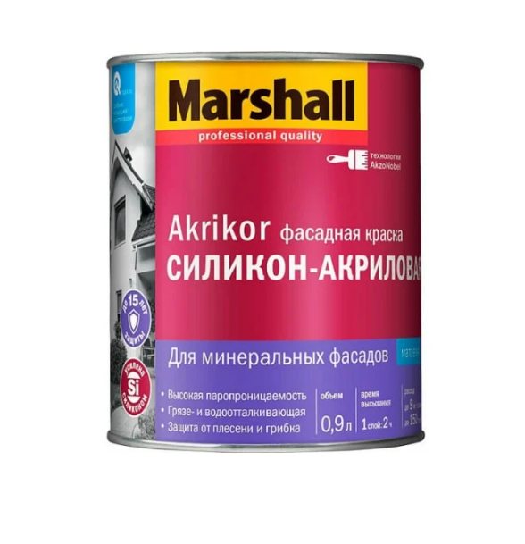  Краска Marshall AKRIKOR Фасад силикон-акриловая BW 2,5л. 