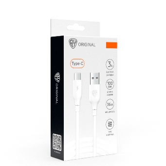  Кабель для зарядки Эко Type-C USB 3A 1м белый 931-545 BY