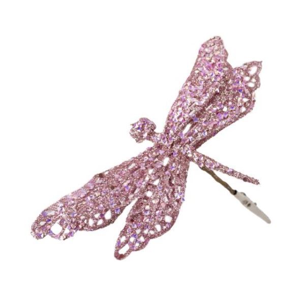  Стрекоза 17*13см с глит на прищ сиреневый K9-654-1 Аз