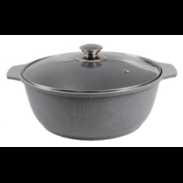  Кастрюля-жаровня алюм лит а/приг 5л жмс52а стекл. крышка светлый мрамор