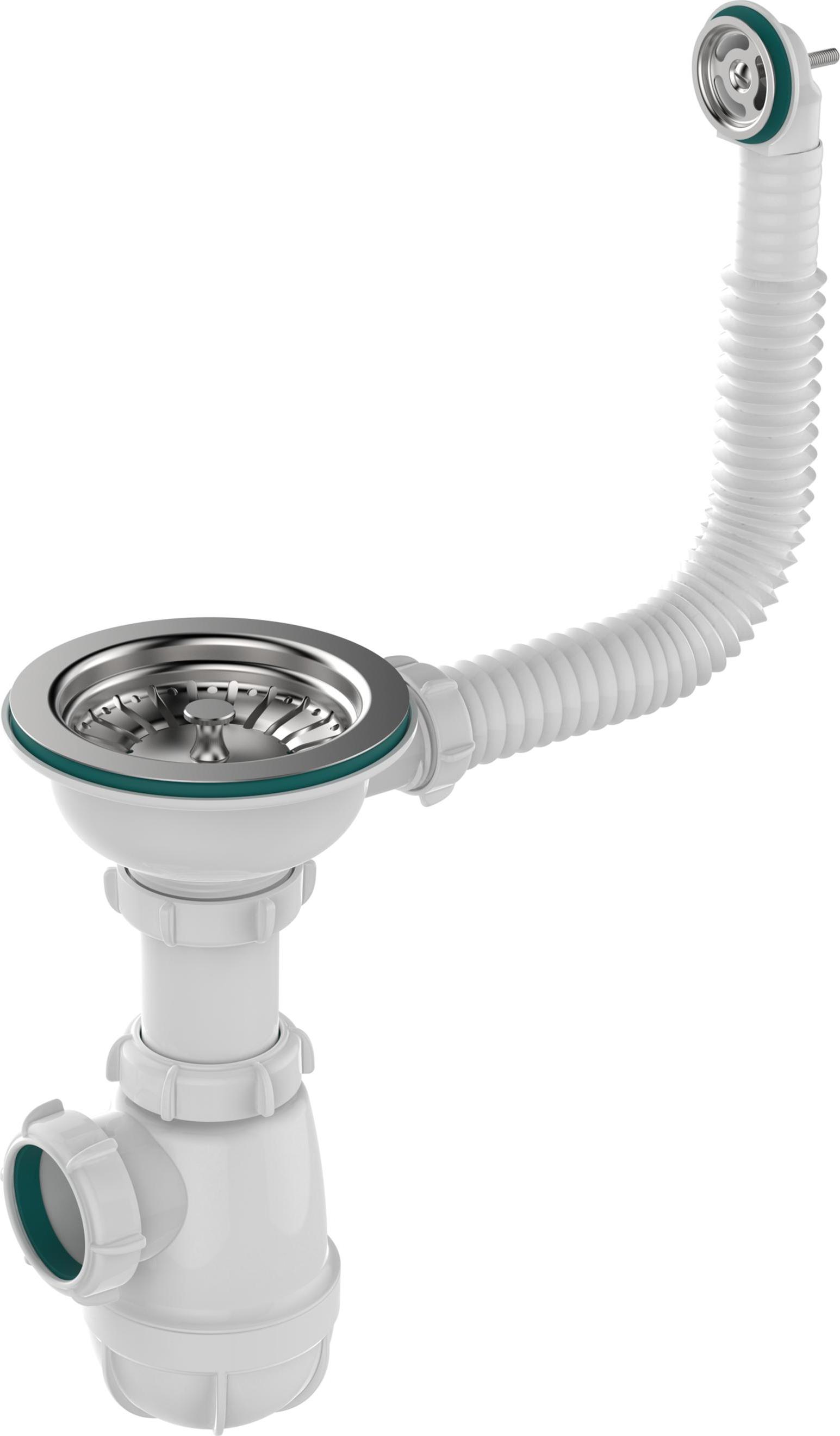  Сифон для мойки 3 1/2*40 Aquant B0142-29-MR круг.перелив с гибкой трубой 40*40/50