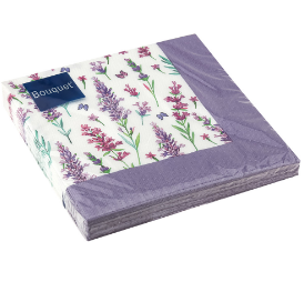  Салфетки бумажные 3-х слойные 33х33см 20шт СКАТЕРТЬ С ЛАВАНДОЙ Букет