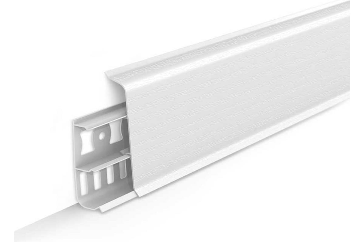  Плинтус напольный 70мм 2,2м 001 белый Деконика 