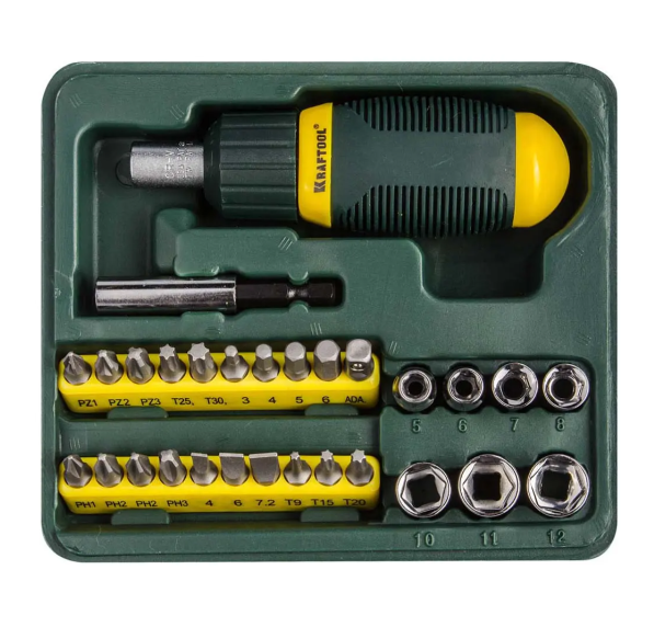  Набор отвертка +биты 29пр кейс 25556-Н29 KRAFTOOL